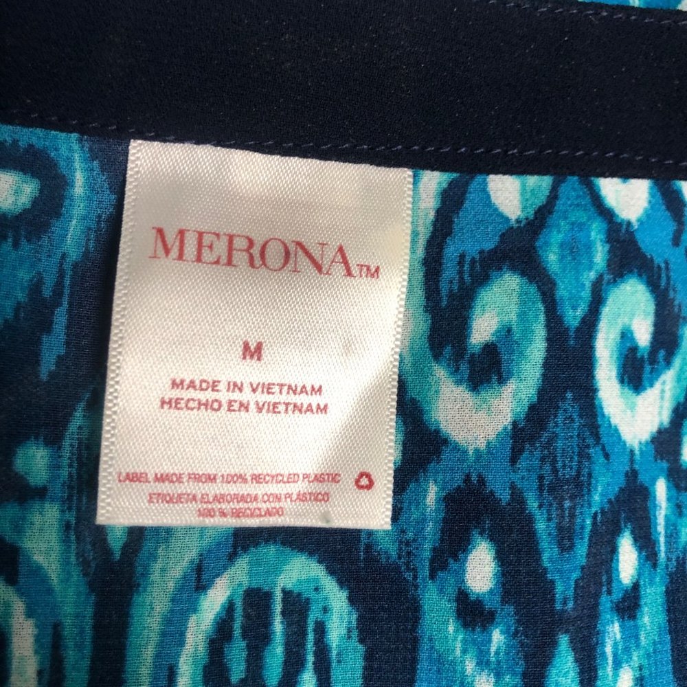 Merona Blue Paisley V-Neck Tunic with Navy Trim - Picture 5 of 6